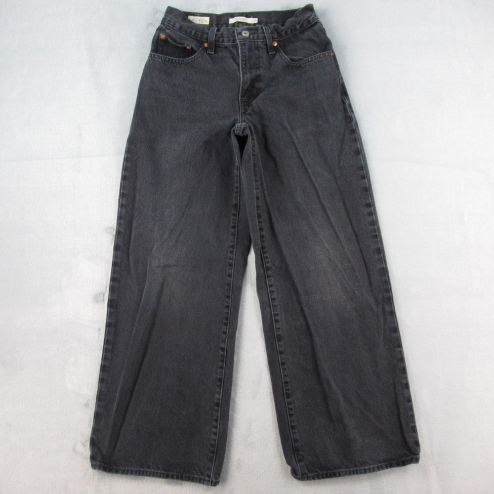 Levis Premium XL Straight Jeans Womens 24 Black Denim High Rise A8701-0003